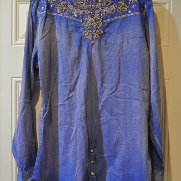 WOMENS XL ROAR PURPLE PEARL SNAP WESTERN SHIRT - Picture 5 of 7